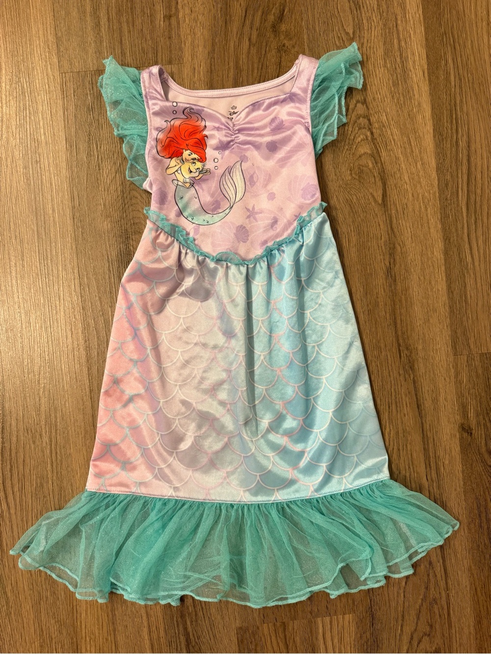Girls Ariel Mermaid Nightgown in Pink & Aqua